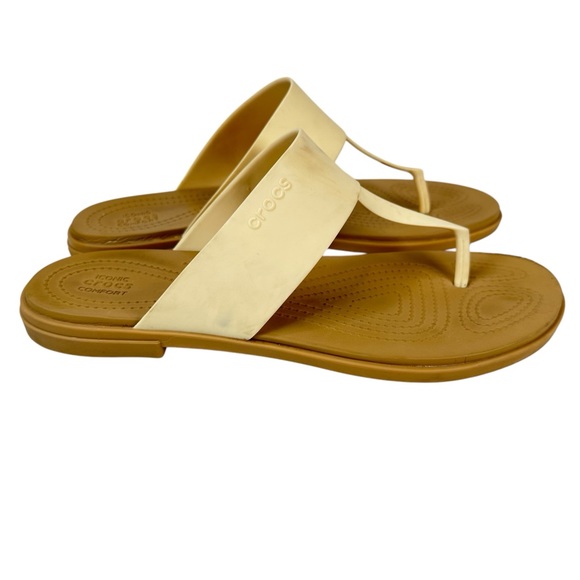 Crocs Tulum Cream Flip Flops Size 11 Minimalist Sandals Comfortcore Summer Chic - Picture 1 of 10